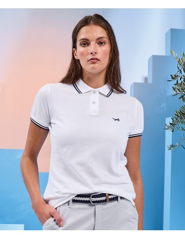ASQ-AQ021-Polo passepoilé coupe classique femme - col contrasté